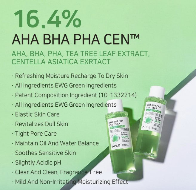APLB AHA BHA PHA Centella Facial Toner 5.41fl. oz.