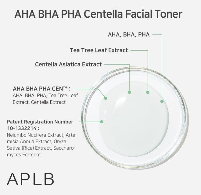 APLB AHA BHA PHA Centella Facial Toner 5.41fl. oz.