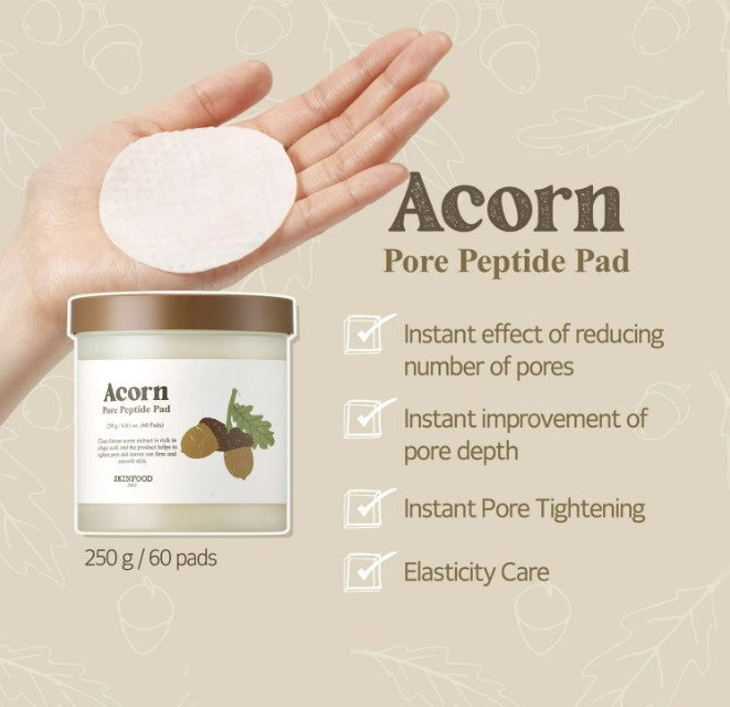 SKINFOOD Acorn Pore Peptide Toner Pads 60 Sheets