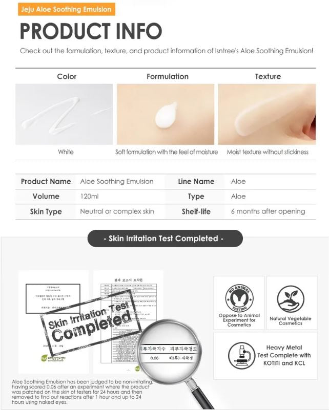 IsNtree Aloe Soothing Emulsion 120ml / 4.05 fl. oz.