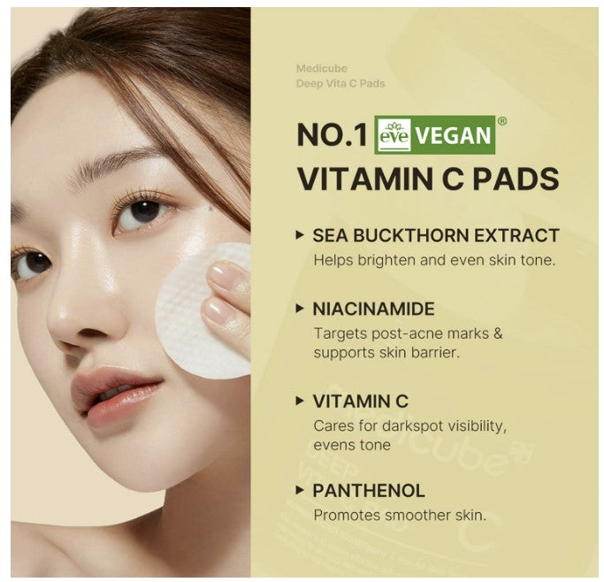 Medicube Deep Vita C Facial Pads, Vitamin C Toner Pads 70