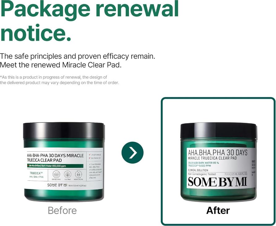 SOME BY MI AHA BHA PHA 30 Days Miracle Truecica Clear Pad 70 Pads / 4.22 oz