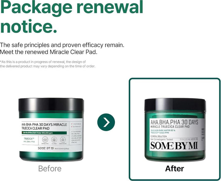 SOME BY MI AHA BHA PHA 30 Days Miracle Truecica Clear Pad 70 Pads / 4.22 oz
