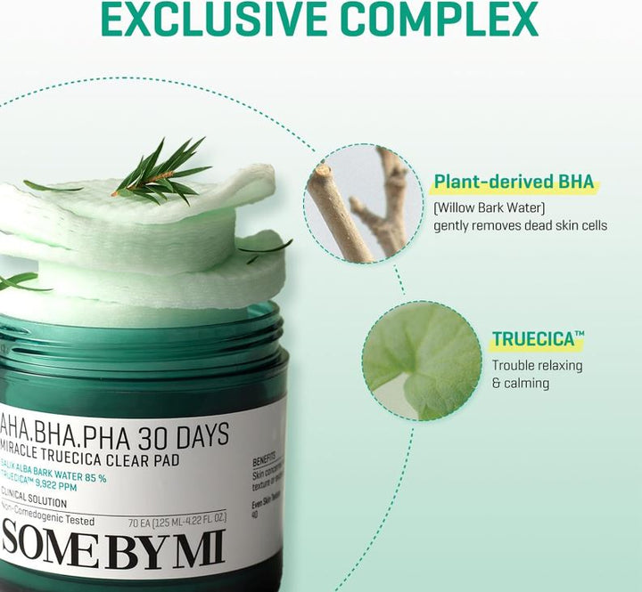 SOME BY MI AHA BHA PHA 30 Days Miracle Truecica Clear Pad 70 Pads / 4.22 oz