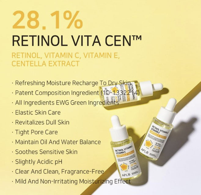 APLB Retinol Vitamin C Vitamin E Ampoule Serum 1.35fl. oz.
