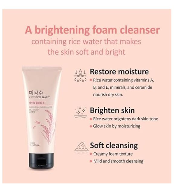 The Face Shop Rice Water Bright Foaming Facial Cleanser 150ml / 5 fl. oz.