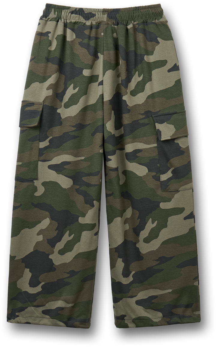 Camouflage Sweat Cargo Pants- Camo