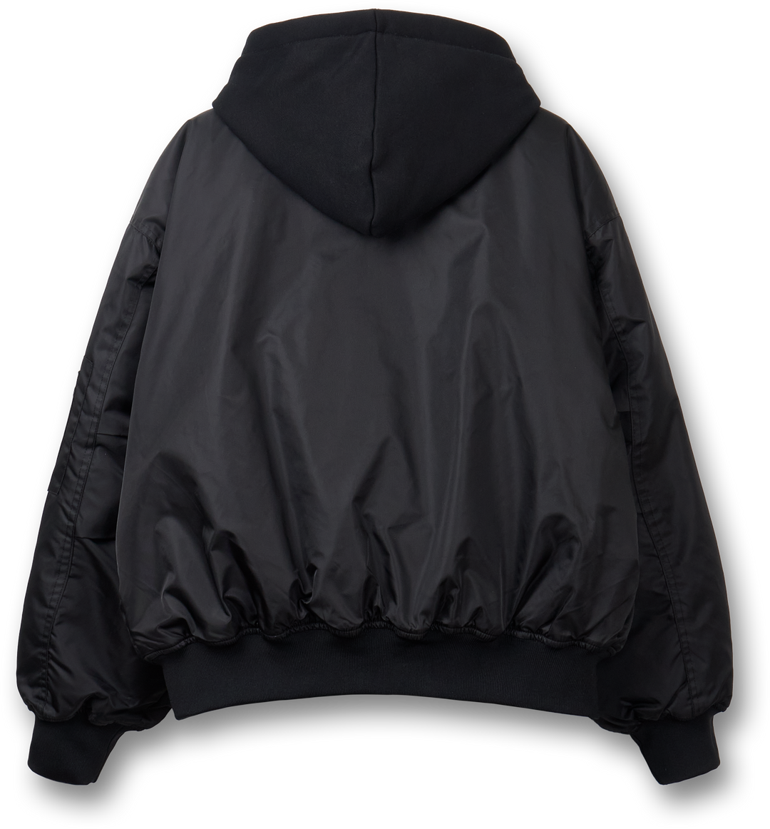 Layered padded hooded MA-1 jacket - Black