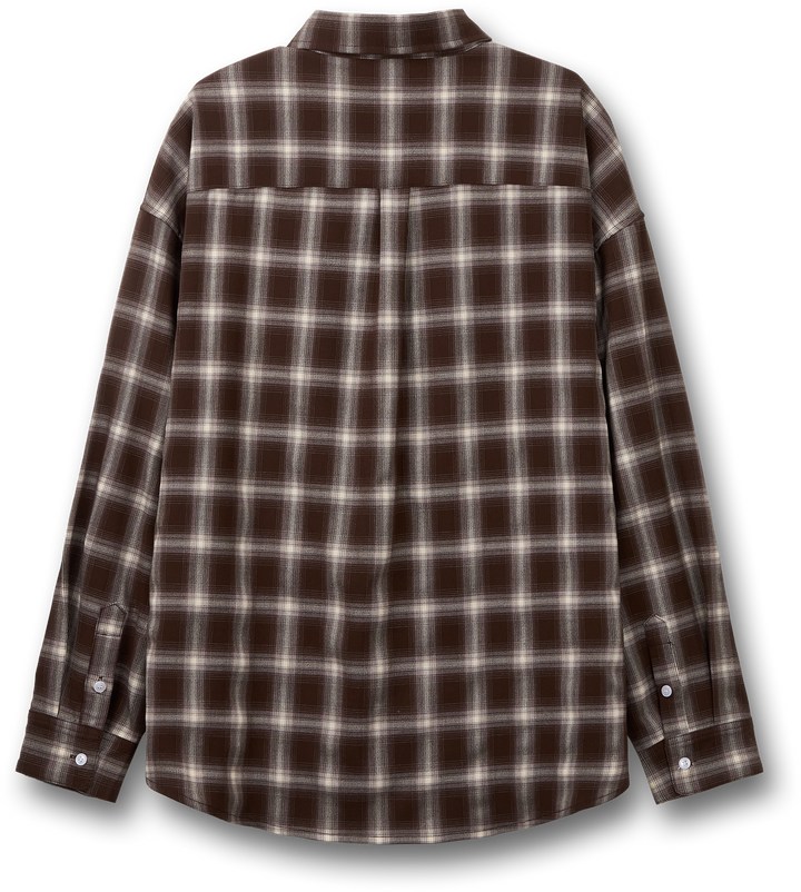 One Pocket City Ombre Check Shirt - Brown