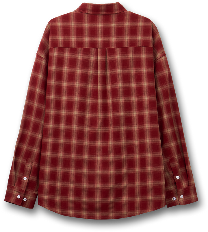 One Pocket City Ombre Check Shirt - Red