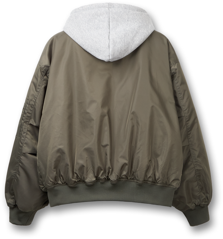 Layered padded hooded MA-1 jacket - Khaki