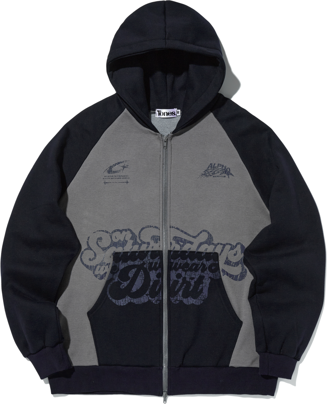 Overfit T-Vision Crack Hoodie - NAVY