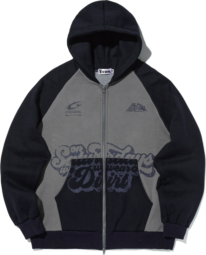 Overfit T-Vision Crack Hoodie - NAVY