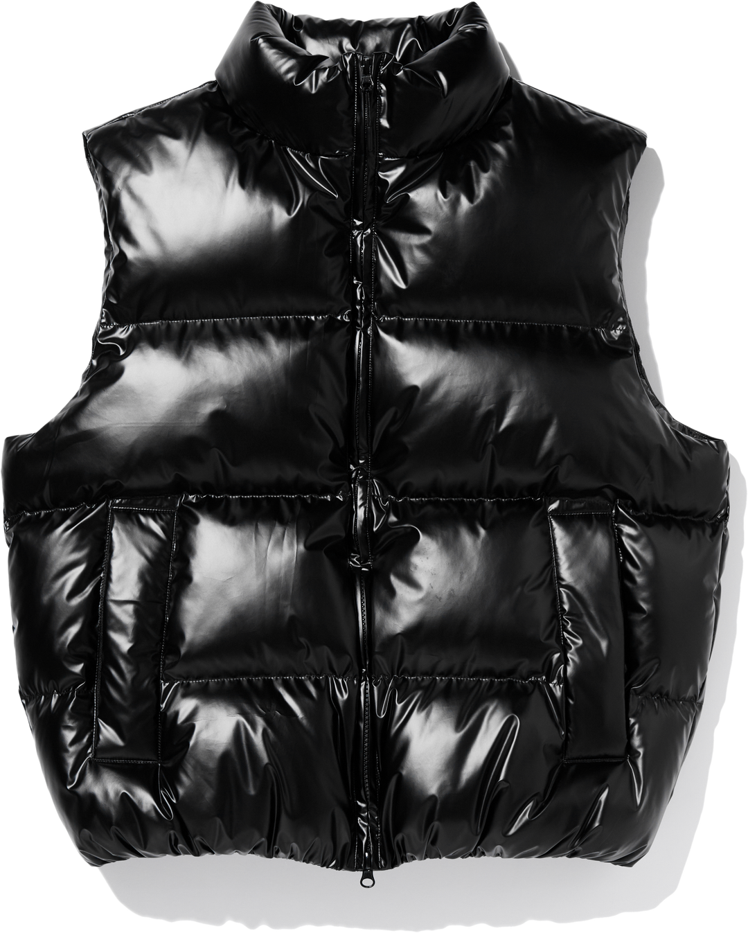 Essential Puffer Short Padded Vest - Glossy Black