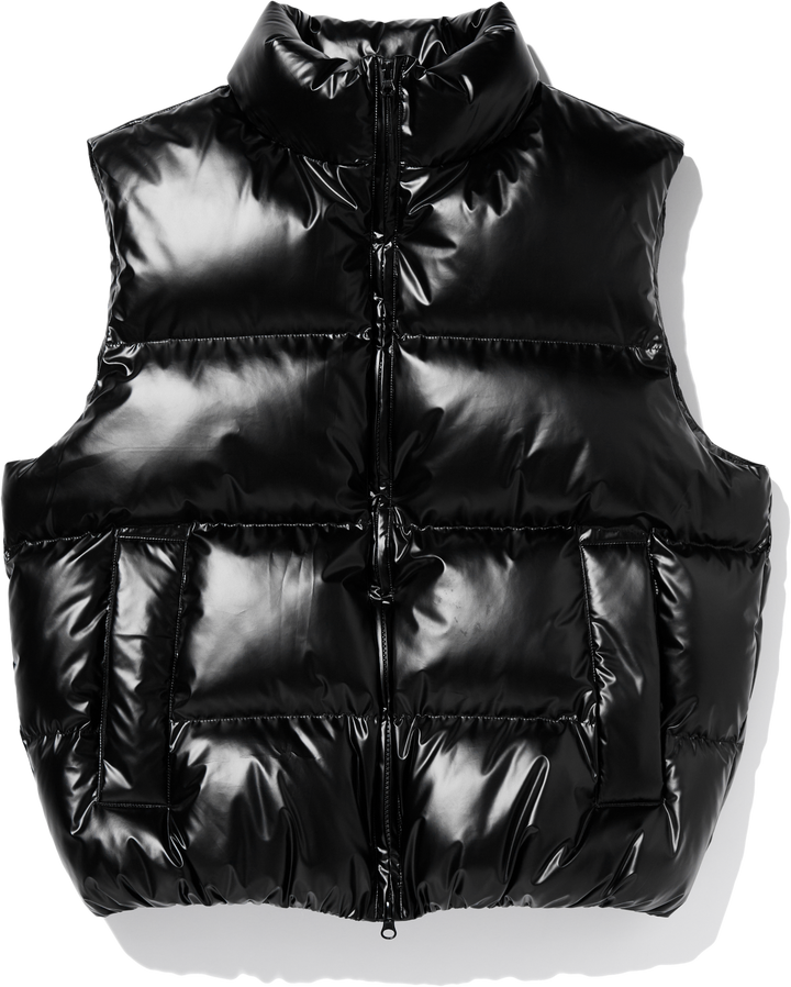 Essential Puffer Short Padded Vest - Glossy Black